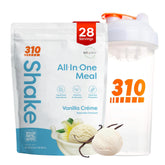 Shake Vanille Crème 310 Nutrition avec shaker inclus, pratique pour petit-déjeuner rapide et équilibré.