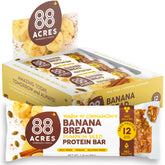Barre protéinée 88 Acres, goût banane-pain, parfaite comme collation pré ou post-entraînement.