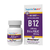Superior Source B12 tablettes sublinguales dissolvantes, absorption rapide et énergie naturelle.