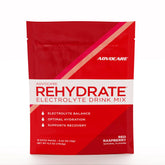 AdvoCare Rehydrate, poudre-électrolyte framboise rouge, soutient l'hydratation au niveau cellulaire.