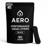 Aero Performance Nasal Strips sur emballage: 90 unités pour usage régulier et prolongé.