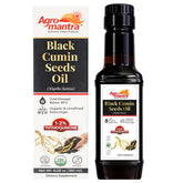 Agro Mantra huile noire de cumin, bouteille 180 ml prête à l'emploi.