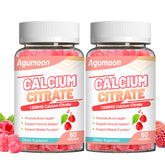 Agumoon Calcium Citrate Gummies goût framboise, boîte prête à l’emploi pour le quotidien.