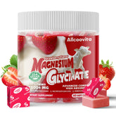 Allcoovita magnésium glycinate chews en bouteille goût fraise, pratique au quotidien.