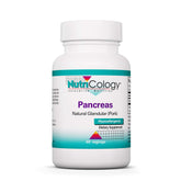 Nutricology Pancreas Porc 425 mg – bouteille visible, soutien digestif potentiel après repas.