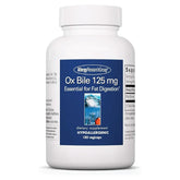 Allergy Research Group Oxbile 125 mg — bouteille prête pour le soutien digestif potentiel.