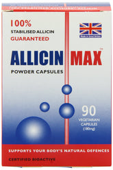 ALLICINMAX Allicin pur capsules - boîte, gélules végétales faciles à prendre au quotidien.