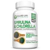 Capsules Allied Life Spiruline et Chlorelle dans un emballage pratique.