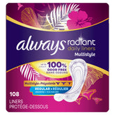 Always Radiant protège-slips emballage principal clairement présenté pour usage quotidien.