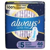 Always Ultra Minces Taille 5 avec Ailes vue emballage, protection nocturne renforcée