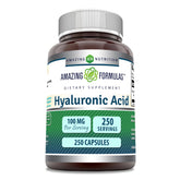 Amazing Formulas acide hyaluronique 100 mg flacon et 250 gélules pour hydratation cutanée