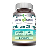 Amazing Formulas Calcium Citrate 1000 mg – boîte affichant l'étiquette sans OGM.
