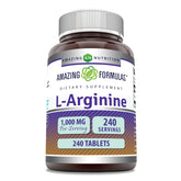 Amazing Formulas L-Arginine 1000mg, bouteille avant, potentiel soutien à l'endurance quotidienne.