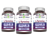 Capsules Amazing Formulas L-Tyrosine 500 mg sur bouteille, soutien potentiel de concentration.