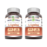 Capsules L-Lysine 500 mg Amazing Formulas sur flacon, complément quotidien pratique.