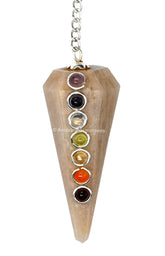 Amazing Gemstone pendule en pierre de lune crème, parfait pour les séances de divination.