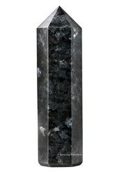Amazing Gemstone pointe larvikite pour purification d'énergie et revitalisation d'un espace.
