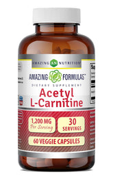 Amazing Nutrition Acétyl L-Carnitine: bouteille de 60 gélules, pratique pour la routine quotidienne.