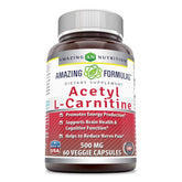 Amazing Nutrition Acétyl L-Carnitine HCl: bouteille et gélules veggie pour énergie durable.