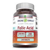 Amazing Nutrition Acide folique 1000 mcg – comprimé dans une bouteille, usage quotidien pratique.