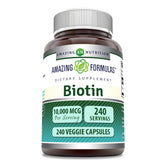 Amazing Nutrition Biotine 10000 mcg capsule végétale: soutien potentiel cheveux et ongles.