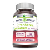 Amazing Nutrition Cranberry Concentrate : bouteille avec gélules végétales faciles à prendre.