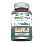 Amazing Nutrition L Citrulline – bouteille affichant 2000 mg par portion et soutien potentiel à l'endurance