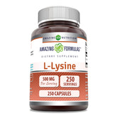 Amazing Nutrition L-Lysine 500 mg – bouteille, pratique pour une prise quotidienne d'acides aminés