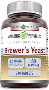 Amazing Nutrition levure de bière, tablettes 500 mg, emballage pratique pour usage quotidien.