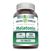 Amazing Nutrition Mélatonine 5 mg – bouteille, peut favoriser l'endormissement occasionnel.