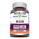 Amazing Nutrition MSM en bouteille, capsules faciles à avaler pour le confort quotidien.