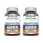 Amazing Nutrition oxyde de magnésium 500 mg capsules dans boîte, soutien potentiel des fonctions musculaires.