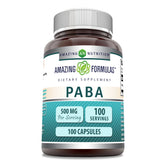 Amazing Nutrition PABA 500 mg capsules – dosage quotidien pratique pour l'énergie.