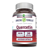 Amazing Nutrition Quercétine 500 mg: bouteille de capsules végétales prête à l'emploi, soutien possible.
