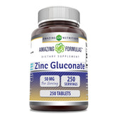 Amazing Nutrition Zinc gluconate 50 mg – bouteille prête à l’usage quotidien.