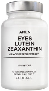 Amen Eyes Lutein Zeaxanthin – bouteille et gélules, soutien quotidien des yeux.