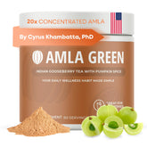 Amla Green dans un pot en verre; soutien antioxydant pratique.