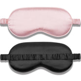Masque Amrules en soie noir et rose, obscurcissement et douceur pour le repos.