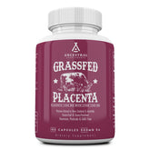 Ancestral Supplements – Bouteille visible avec placenta et foie, soutien nutritionnel après accouchement.