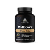 Ancient Omegas Whole Body: bouteille montrant l alliance d oméga pour le soutien cardiovasculaire.