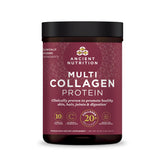 Ancient Nutrition Collagen : bouteille montrant le flacon, soutien potentiel à la peau et aux ongles.