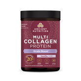 Ancient Nutrition Collagène Multi - pot de poudre prêt à être mélangé dans une boisson.