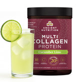 Ancient Nutrition Multi-Collagen Protéine Concombre Citron Vert dans un pot, soutien potentiel à la peau.