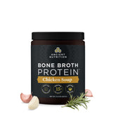 Ancient Nutrition poudre bouillon poulet, protéine pratique pour les repas.