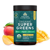 Ancient Nutrition SuperGreens: bouteille-pour, préparation rapide d'une boisson verte énergisante.