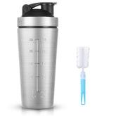 Gourde shaker AOOWU inox 900 ml avec balle batteuse pour melange rapide.