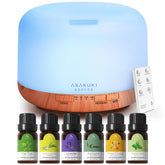 Diffuseur ASAKUKI 500 ml avec ambiance lumineuse et support technique.