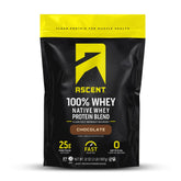 Ascent Whey Protéine Chocolat 2 lb — etiquette du produit, idéale pour récupération post-entraînement.