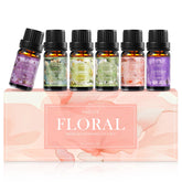 Huiles florales Auelife Rose dans flacons ambrés, diffusion durable.
