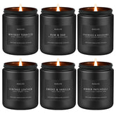 Bougies Auelife ensemble six-pack pour homme créant une ambiance chaleureuse.